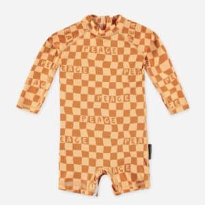 Beach & Bandits UV-Baby Suits Checkered Peace Yellow