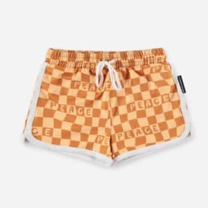 Beach & Bandits Swim Trunks Checkered Peace Yellow