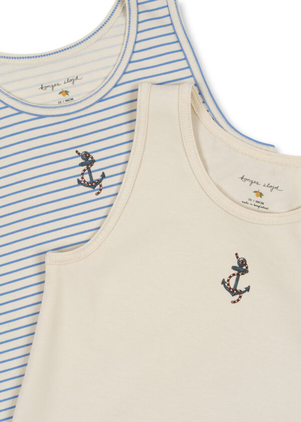 Konges Sløjd Konges Sløjd Basic 2 Pack Tanktop Gots Stripe Provence Mix 5715681002827 Konges SS25 Kleding & Accessoires Pyjama's & Ondergoed  Wijs west