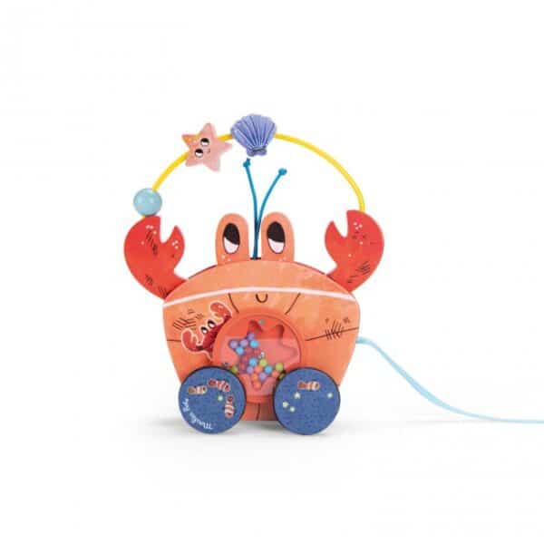 Moulin Roty Trekspeelgoed op wielen krab Les Aventures de Paulie