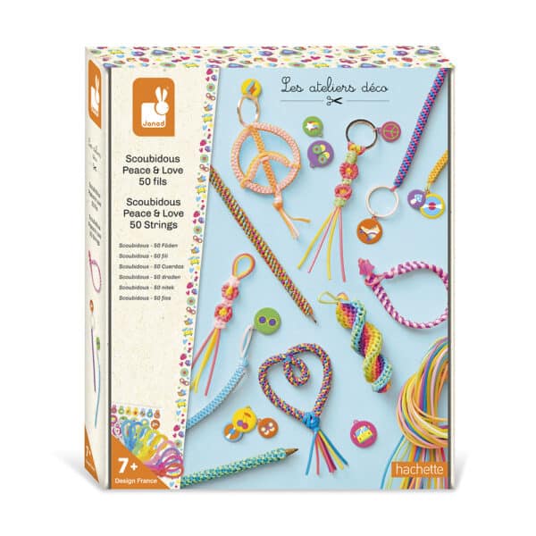 Janod Janod Atelier Bijoux - Scoubidou Peace & Love 3700217391607 mertex 2025 Speelgoed & Spellen Knutselen  Wijs west