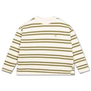 Repose AMS Repose Ams 25. Oversized Boxy Sweater Green Moss Stripe 8721234606869 Repose SS25 Kleding & Accessoires Sweaters & Truien  Wijs west
