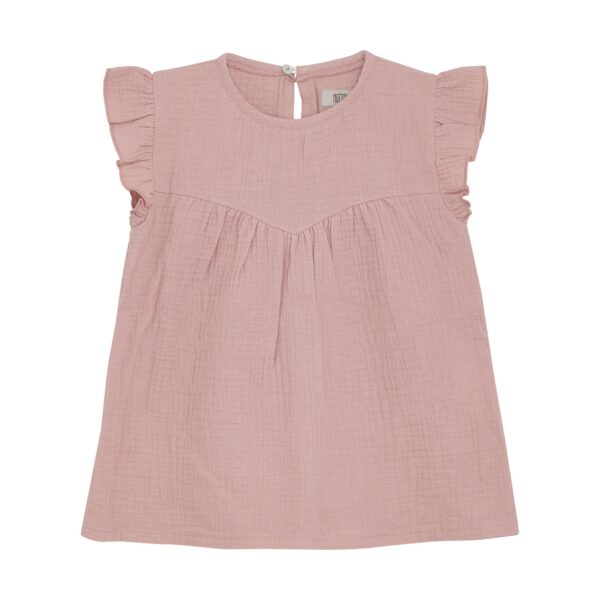 Huttelihut Huttelihut Blouse SS Muslin Ash Rose 5713438312083 Huttelihut SS25 Kleding & Accessoires Shirts  Wijs west
