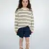 Repose Ams 25. Oversized Boxy Sweater Green Moss Stripe