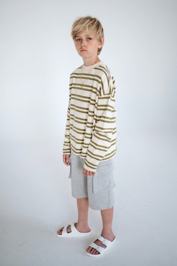 Repose Ams 25. Oversized Boxy Sweater Green Moss Stripe