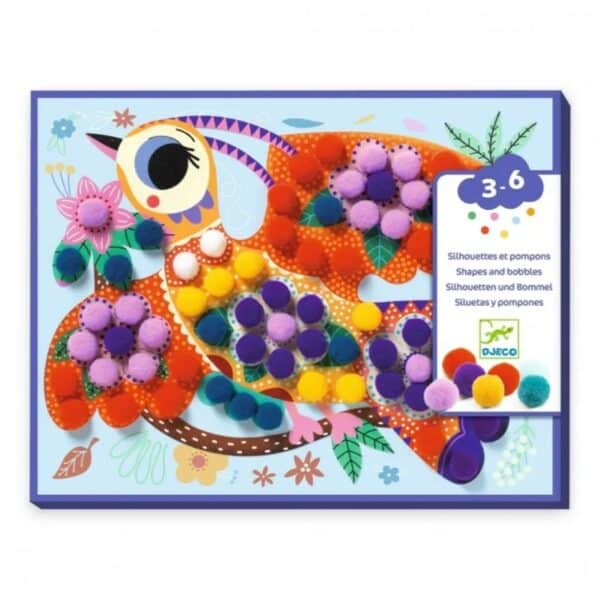 Djeco Djeco Pompons Collages Vogels Dj00070 | 3-6 Jaar 3070900000704 Djeco Ap25 Speelgoed & Spellen Knutselen  Wijs west