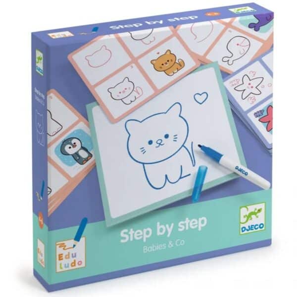 Djeco Djeco Step By Step Tekenkaarten Baby & Co  Djeco Ap25 Speelgoed & Spellen Knutselen  Wijs west