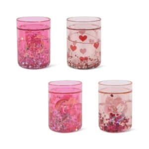 Konges Sløjd Konges Sløjd 4 Pack Glitter Bekers Pink Mix 5715681062647 SS25 Konges Verzorging Eten & Drinken Lunchbakjes & Drinkbekers Wijs west