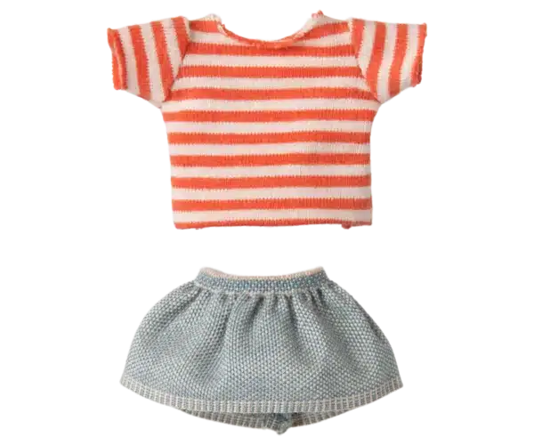 Maileg Sister mouse gestreept Rood shirt, Big sister