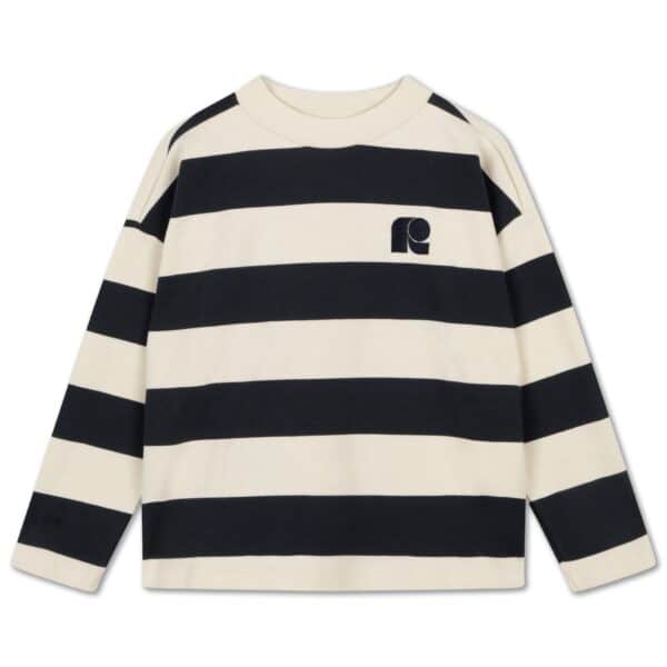 Repose AMS Repose Ams 22. Oversized Boxy Sweater Graphite Night Block Stripe 8721339605309 AW25 Repose Kleding & Accessoires Sweaters & Truien  Wijs west