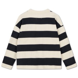 Repose AMS Repose Ams 22. Oversized Boxy Sweater Graphite Night Block Stripe 8721339605309 AW25 Repose Kleding & Accessoires Sweaters & Truien  Wijs west
