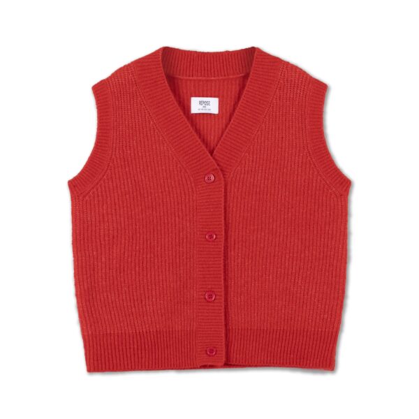 Repose AMS Repose Ams 67. Knit Vest Red 8721339601134 AW25 Repose Kleding & Accessoires Vesten  Wijs west