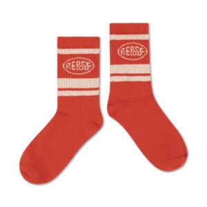 Repose AMS Repose Ams 81. Sporty Sock Radiant Red Logo 8721339602315 AW25 Repose Kleding & Accessoires Sokken & Maillots  Wijs west