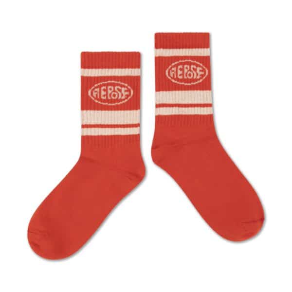 Repose AMS Repose Ams 81. Sporty Sock Radiant Red Logo 8721339602315 AW25 Repose Kleding & Accessoires Sokken & Maillots  Wijs west