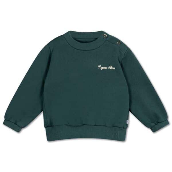 Repose AMS Repose Ams 3. Cozy Drop Shoulder Sweater Country Green 8721339611621 AW25 Repose Kleding & Accessoires Baby Bovenstukjes Wijs west