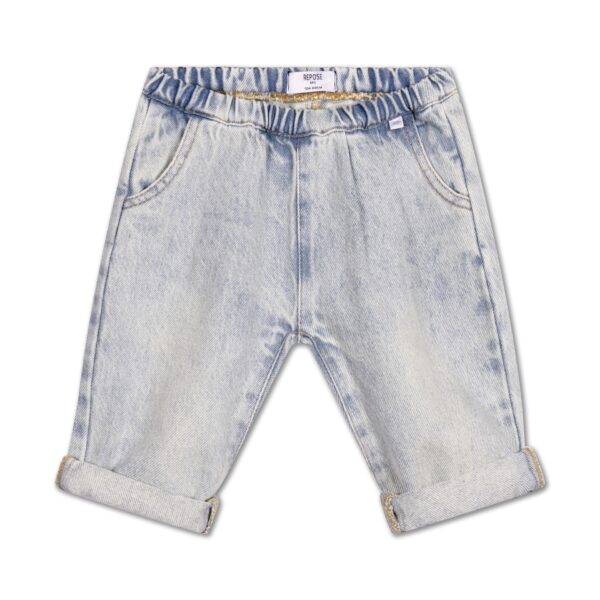 Repose AMS Repose Ams 7. Woven Denim Pants Sky Blue 8721339612253 AW25 Repose Kleding & Accessoires Baby Broekjes Wijs west