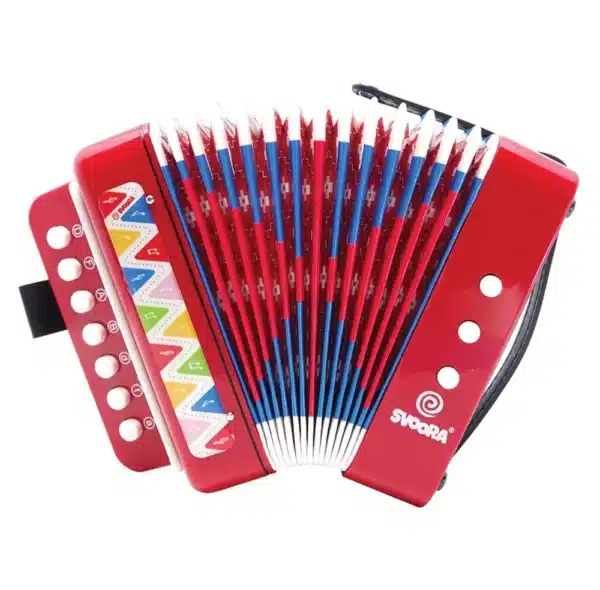 Uitgeverij Svoora Accordion rood 7 toetsen (14 noten). 5+ 5208006102994 Harlekijn Speelgoed & Spellen Muziek  Wijs west