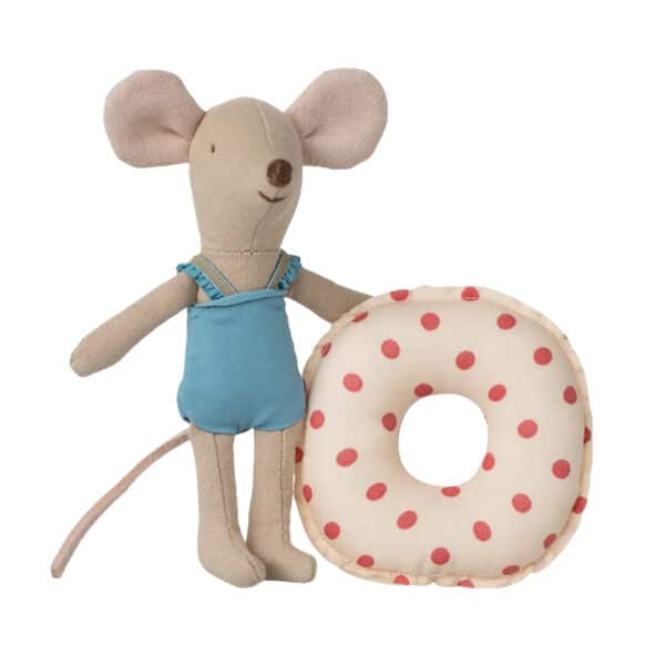 Maileg Beach mouse with float, Little sister - Red dot