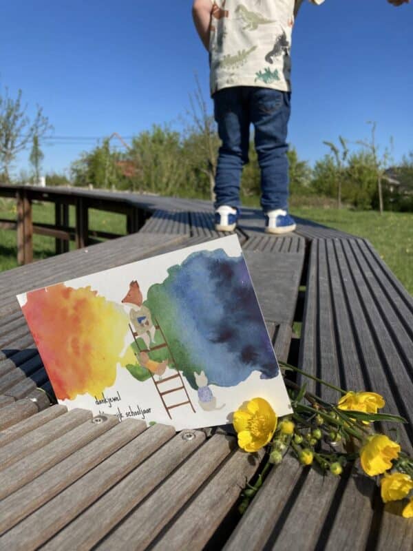 Studio Bertha Postkaart - Dankjewel voor een kleurrijk schooljaar