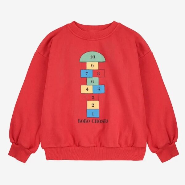 Bobo Choses Bobo Choses Hopscotch Sweatshirt Red 8445782328973 AW25 Bobo Kleding & Accessoires Sweaters & Truien  Wijs west