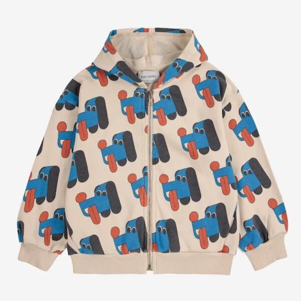 Bobo Choses Bobo Choses Doggy Mate All Over Zipped Hoodie Offwhite 8445782329741 AW25 Bobo Kleding & Accessoires Sweaters & Truien  Wijs west