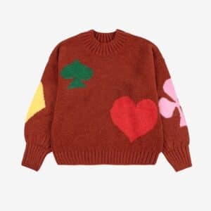 Bobo Choses Bobo Choses Bobo Joker Jacquard Turtle Neck Jumper Burgundy Red 8445782332925 AW25 Bobo Kleding & Accessoires Jumpsuits & Overalls  Wijs west