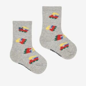 Bobo Choses Bobo Choses Bobo Choo Choo All Over Long Sokken Light Heather Grey 8445782339863 AW25 Bobo Kleding & Accessoires Baby Sokjes Wijs west