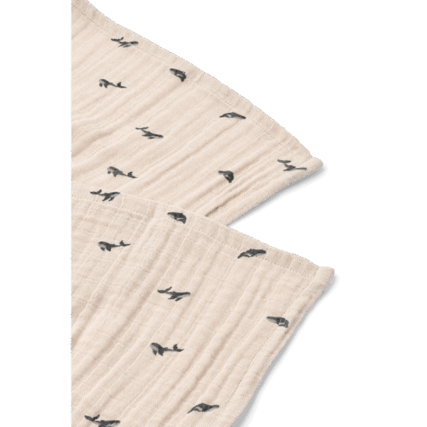 Liewood Liewood Lewis Muslin Cloth 2-Pack Mini Whale / Sandy 5715493490744 Liewood Verzorging Swaddles  Wijs west