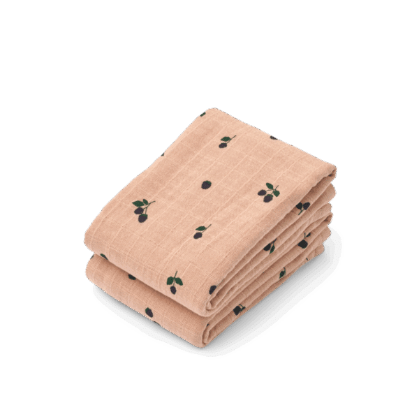 Liewood Liewood Lewis Muslin Cloth 2-Pack Mini Berry / Pale Tuscany 5715493490751 Liewood Verzorging Swaddles  Wijs west