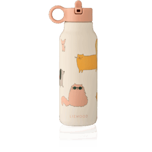 Liewood Liewood Falk Water Bottle 350 Ml Cats And Dogs / Sandy 5715493474898 Liewood Verzorging Eten & Drinken Lunchbakjes & Drinkbekers Wijs west