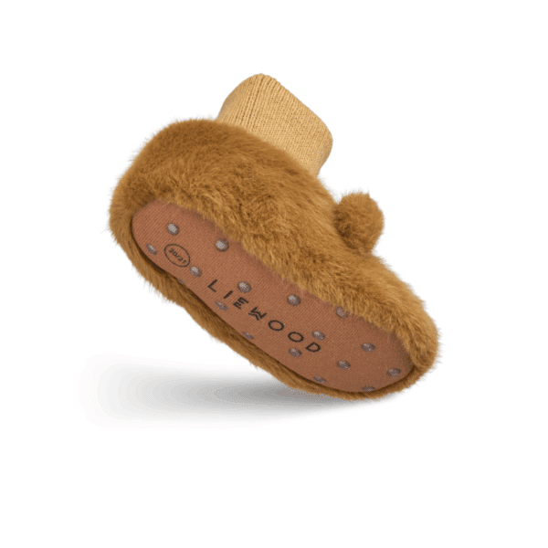 Liewood Liewood Beth Bear Plush Slipper Golden Caramel 5715493480172 AW25 Liewood Kleding & Accessoires Schoenen Slofjes Wijs west