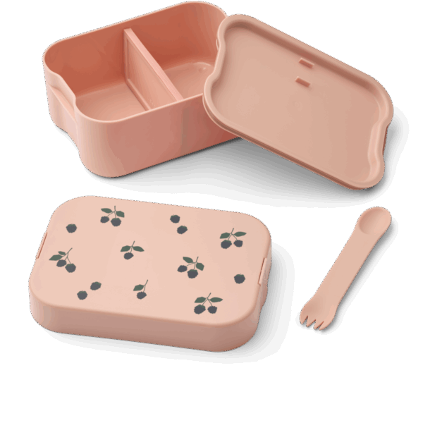 Liewood Liewood Chelsey Printed Lunchbox Set  Berry / Pale Tuscany 5715493482541 Liewood Verzorging Eten & Drinken Lunchbakjes & Drinkbekers Wijs west