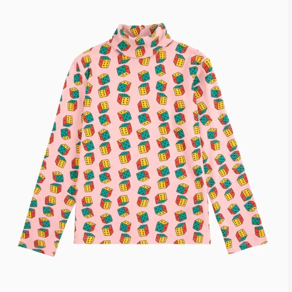 Bobo Choses Dices All Over Turtle Neck T-Shirt Pink