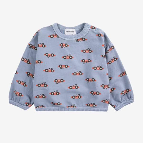 Bobo Choses Race Car All Over Sweatshirt Light Blue