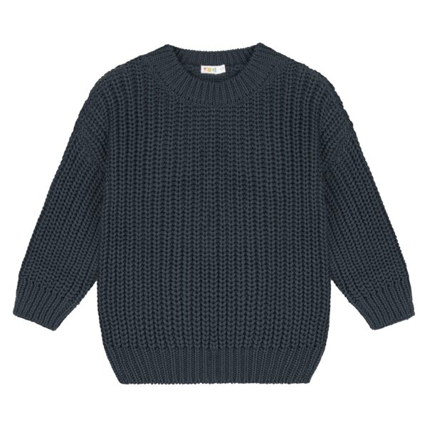 Yuki Kidswear Yuki Kidswear Chunky Knitted Sweater - Charcoal 8720872277493 Yuki AW25 Kleding & Accessoires Sweaters & Truien  Wijs west