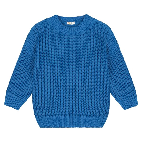 Yuki Kidswear Yuki Kidswear Chunky Knitted Sweater - Royal Blue 8720872279640 Yuki AW25 Kleding & Accessoires Sweaters & Truien  Wijs west