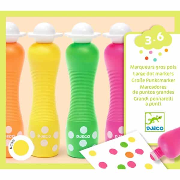 Djeco Stiften - Large Dot Markers - Neon