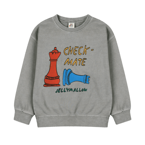Jelly Mallow Jelly Mallow Check Mate Pignment Sweatshirt Gray 8800286538356 Mellow AW25 Kleding & Accessoires Sweaters & Truien  Wijs west