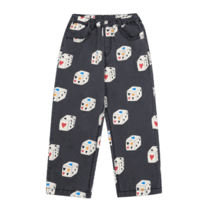 Jelly Mallow Jelly Mallow Heart Dice Denim Pants Indigo 8800318934163 Mellow AW25 Kleding & Accessoires Broeken  Wijs west