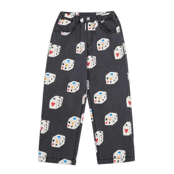 Jelly Mallow Jelly Mallow Heart Dice Denim Pants Indigo 8800318934163 Mellow AW25 Kleding & Accessoires Broeken  Wijs west