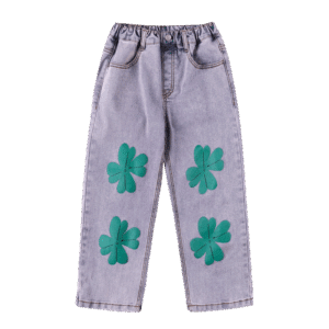 Jelly Mallow Jelly Mallow Lucky Clover Denim Pants Blue 8800318934385 Mellow AW25 Kleding & Accessoires Broeken  Wijs west