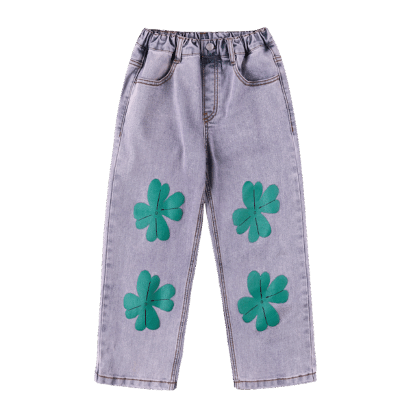 Jelly Mallow Jelly Mallow Lucky Clover Denim Pants Blue 8800318934385 Mellow AW25 Kleding & Accessoires Broeken  Wijs west