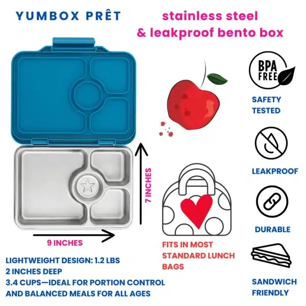 Yumbox Presto RVS lekvrije Bento Box - Twilight Blauw Glitter