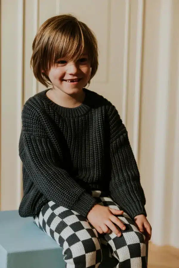 Yuki Kidswear Chunky Knitted Sweater - Charcoal - Afbeelding 3