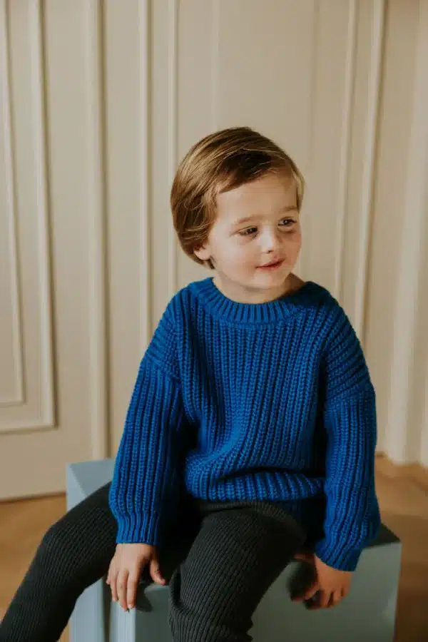 Yuki Kidswear Chunky Knitted Sweater - Royal Blue - Afbeelding 3