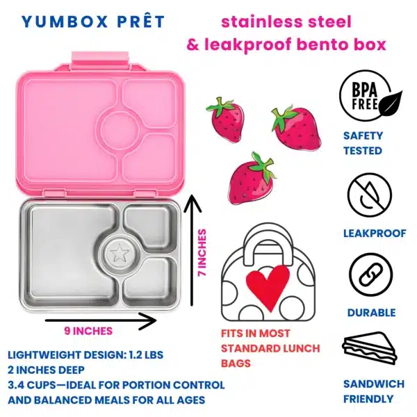 Yumbox Presto RVS lekvrije Bento Box - Versailles Roze