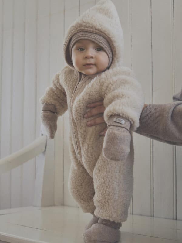 Huttelihut Pram Suit Wool Teddy Cement