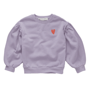 Sproet & Sprout Sproet & Sprout Sweatshirt Puff Sleeves Heart Lavender 1138187256503 AW25 Sproet Kleding & Accessoires Sweaters & Truien  Wijs west