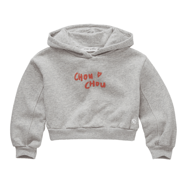 Sproet & Sprout Sproet & Sprout Cropped Hooded Sweatshirt Grey Melee 1138187256749 AW25 Sproet Kleding & Accessoires Sweaters & Truien  Wijs west