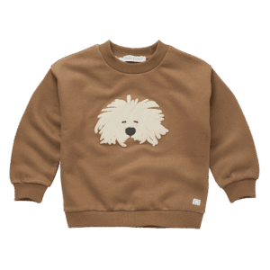 Sproet & Sprout Sproet & Sprout Sweatshirt Moustache Dog Mocca 1138187257500 AW25 Sproet Kleding & Accessoires Sweaters & Truien  Wijs west